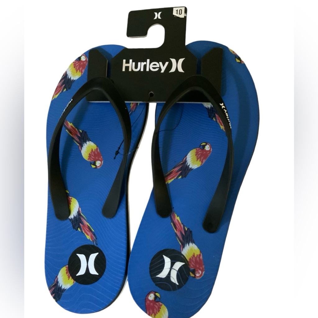 Mens Hurley Sandals Flip Flops Shoes Summer Beach Pool Wear Size 10 Blue Pariot